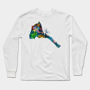 Spirograph Patterned Eritrea Regions Map Long Sleeve T-Shirt